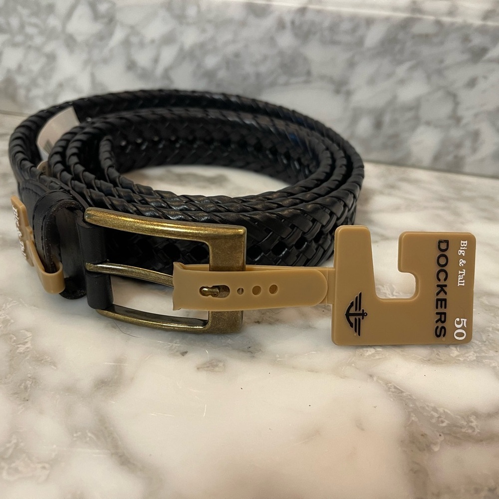 NWT Dockers black braided leather belt size 50 - Picture 3 of 3
